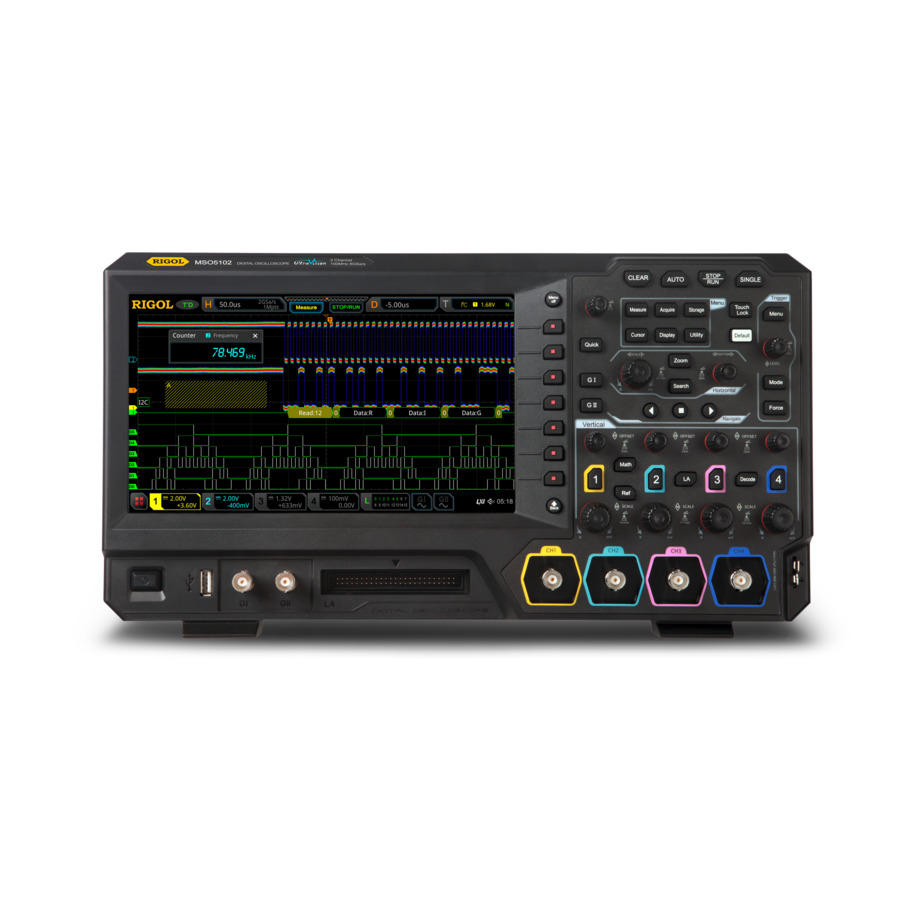 RIGOL MSO5102: 2/16 Channel Mixed Signal Oscilloscope with 100 MHz Bandwidth, 8 GS/s Sample Rate, and 100 Mpts Memory