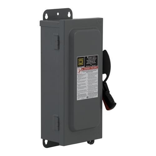 Schneider Electric H228NR Safety switch, heavy duty, fusible, 1200A, 2 poles, 50 hp, 240 VAC/250 VDC, NEMA 3R, neutral factory installed