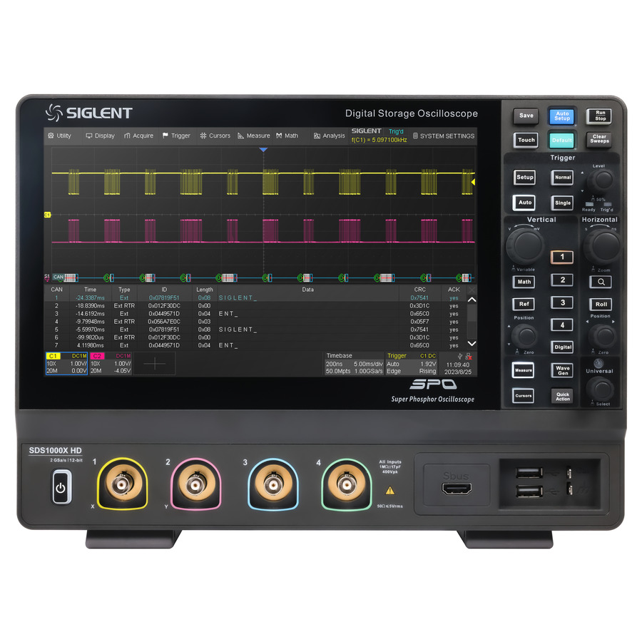 Siglent SDS1104X HD MSO: 4-Channel, 100 MHz, 2 GS/s, 100 Mpts, 12-bit Oscilloscope